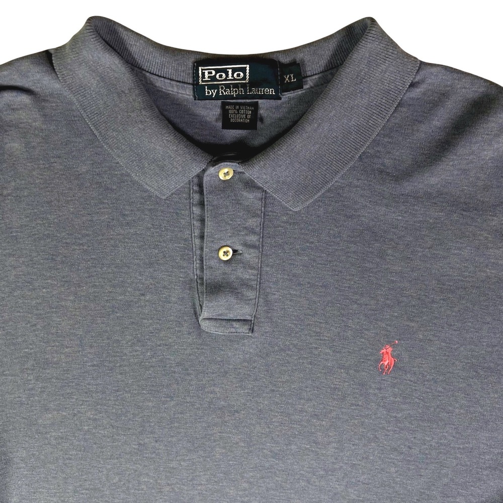 Polo Ralph Lauren Mens XL Blue‎ Cotton Short Sleeve Polo Shirt Pink Pony Logo